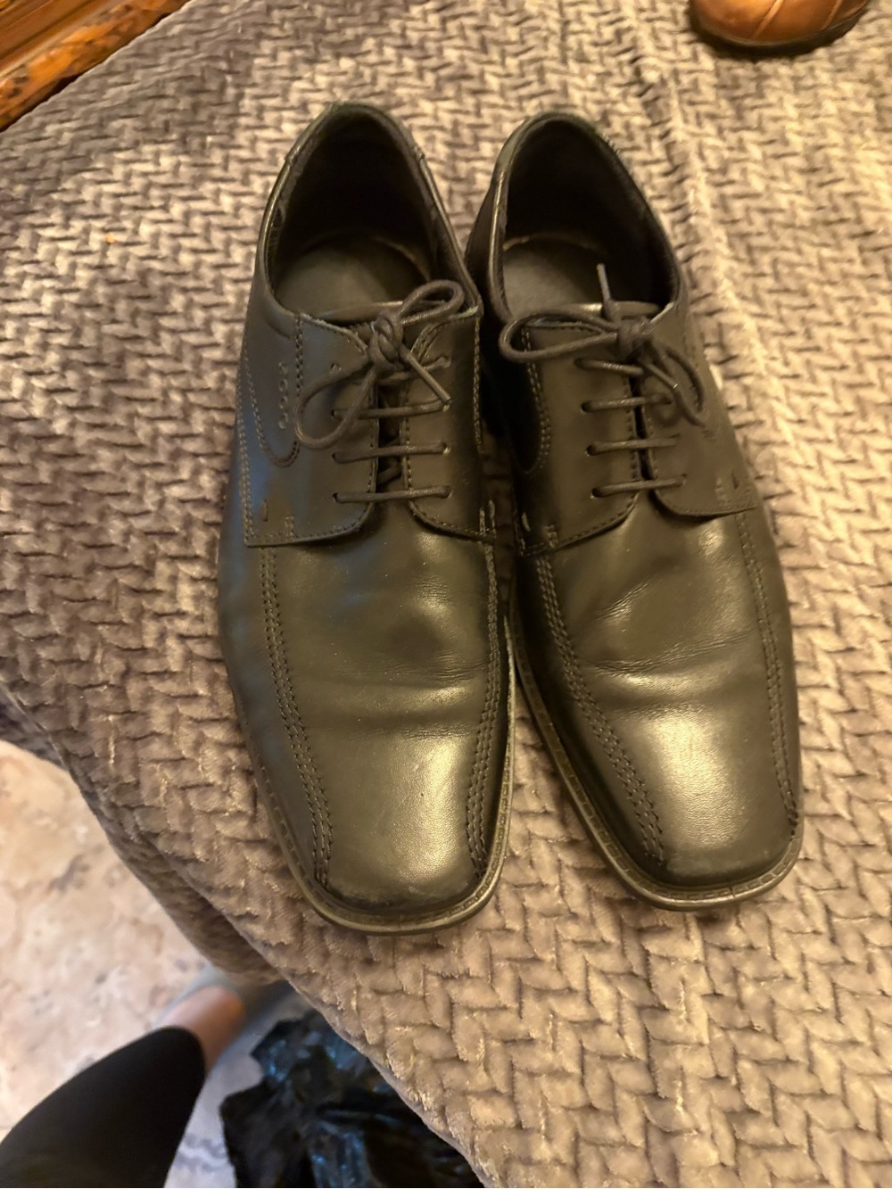Ecco Black Leather Derby Lace-Up Shoes